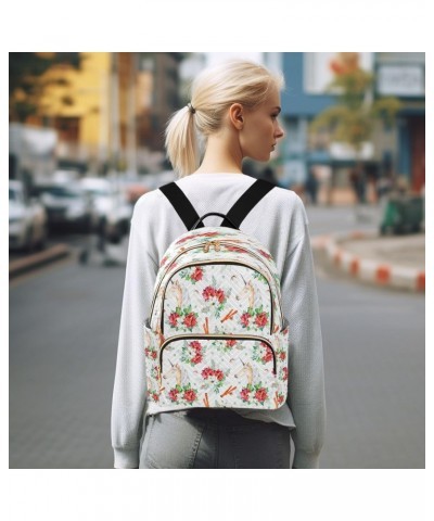 Christmas with Flowers Cute Unicorn Backpack Purse for Women Travel Handbag Shoulder Bag $17.50 Backpacks