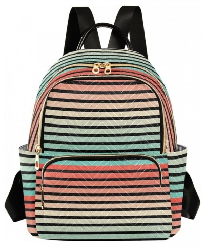 Vintage Retro Stripe Women's Backpack Purse Causal Daypack Work Travel College Business Trip Bag Shoulder Bag Medium $13.43 B...