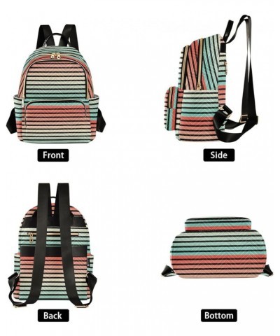 Vintage Retro Stripe Women's Backpack Purse Causal Daypack Work Travel College Business Trip Bag Shoulder Bag Medium $13.43 B...