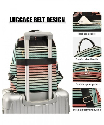 Vintage Retro Stripe Women's Backpack Purse Causal Daypack Work Travel College Business Trip Bag Shoulder Bag Medium $13.43 B...