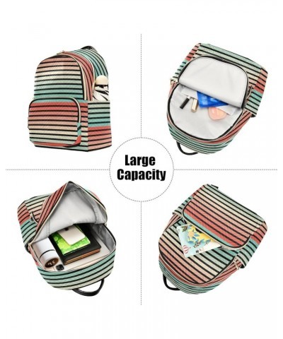 Vintage Retro Stripe Women's Backpack Purse Causal Daypack Work Travel College Business Trip Bag Shoulder Bag Medium $13.43 B...