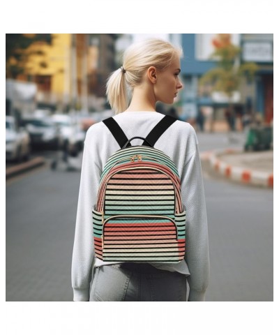 Vintage Retro Stripe Women's Backpack Purse Causal Daypack Work Travel College Business Trip Bag Shoulder Bag Medium $13.43 B...