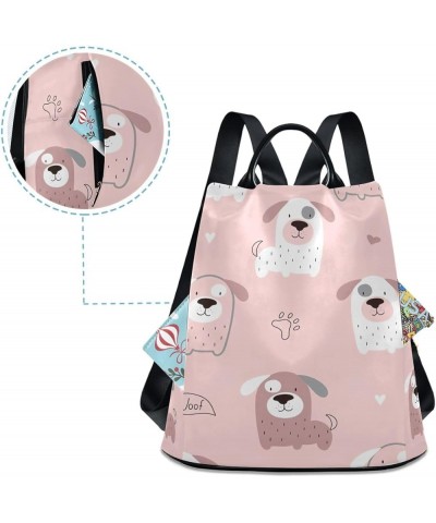 Cute Sheep Singer and Dog Women's Backpack Purse Anti Theft Casual Fashion Bag with Pompom Funny Pink White Dogs $20.67 Backp...