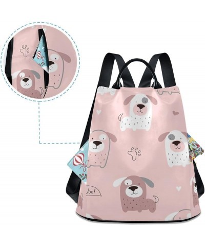 Cute Sheep Singer and Dog Women's Backpack Purse Anti Theft Casual Fashion Bag with Pompom Funny Pink White Dogs $20.67 Backp...