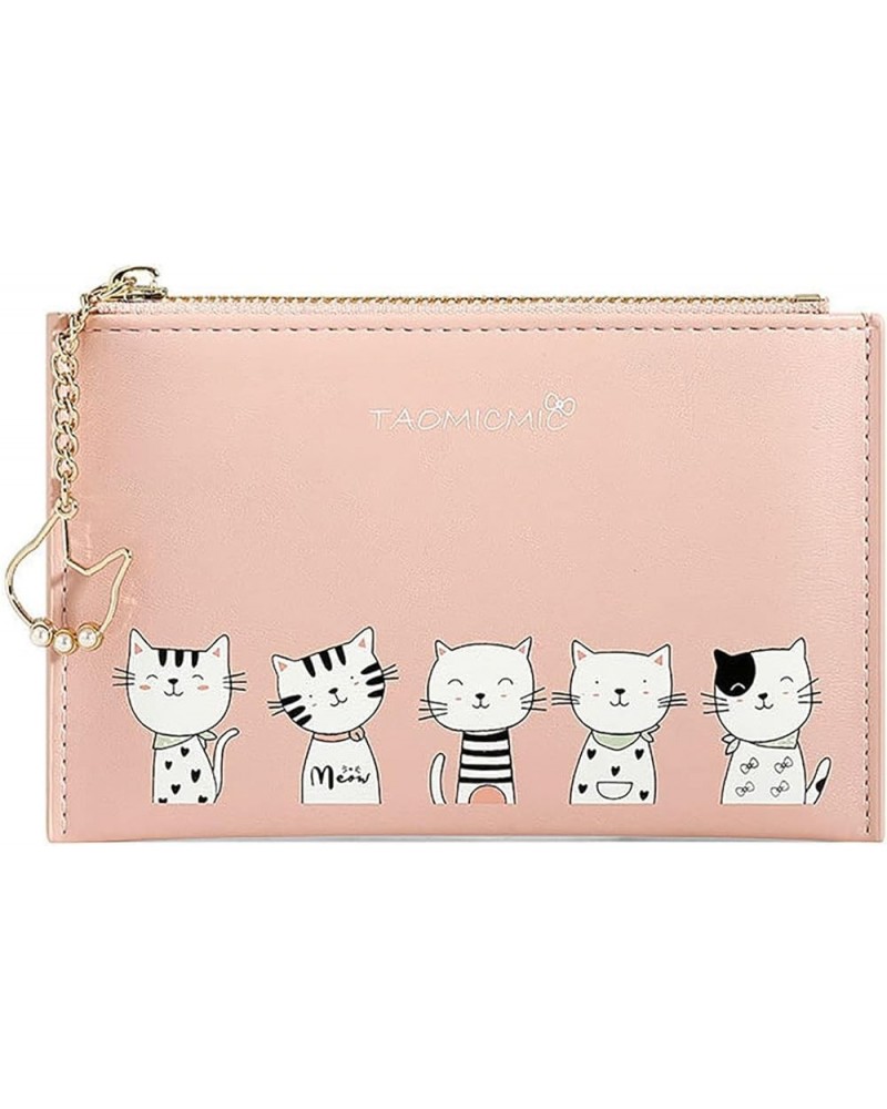 Cute Cat Chain Women Wallet PU Leather Credit Card Case Holder Organizer Zipper Coins Purse with ID Window (Blue) Pink $8.64 ...