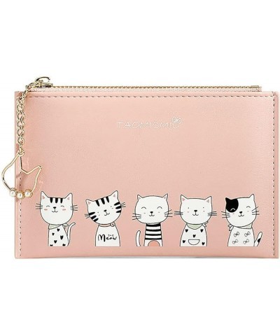 Cute Cat Chain Women Wallet PU Leather Credit Card Case Holder Organizer Zipper Coins Purse with ID Window (Blue) Pink $8.64 ...