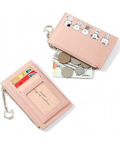 Cute Cat Chain Women Wallet PU Leather Credit Card Case Holder Organizer Zipper Coins Purse with ID Window (Blue) Pink $8.64 ...