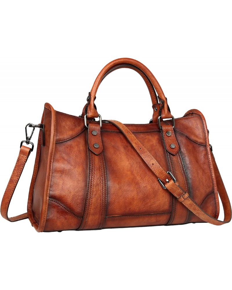 Genuine Leather Satchel Tote Bag Purses Top Handle Handbag Designer Ladies Cross Body Bag for Travel $97.99 Totes