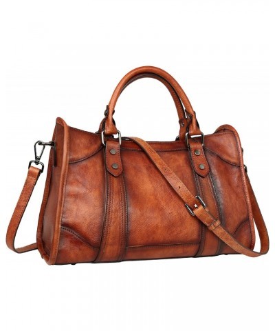 Genuine Leather Satchel Tote Bag Purses Top Handle Handbag Designer Ladies Cross Body Bag for Travel $97.99 Totes