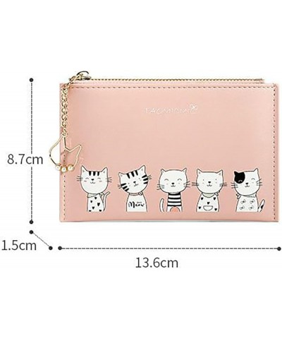 Cute Cat Chain Women Wallet PU Leather Credit Card Case Holder Organizer Zipper Coins Purse with ID Window (Blue) Pink $8.64 ...