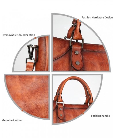 Genuine Leather Satchel Tote Bag Purses Top Handle Handbag Designer Ladies Cross Body Bag for Travel $97.99 Totes