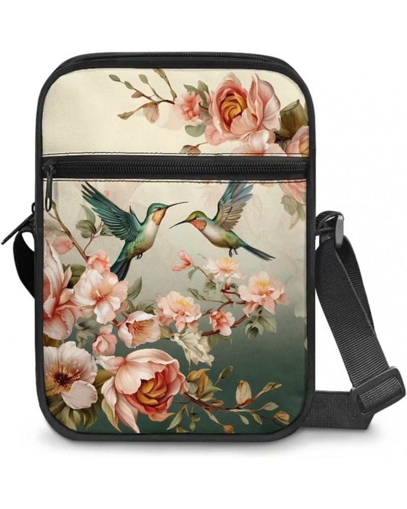 Womens Messenger Bag Small Crossbody Bags Phone Purse Wallet for Outdoor Hiking Sports Hummingbird Floral $10.71 Crossbody Bags