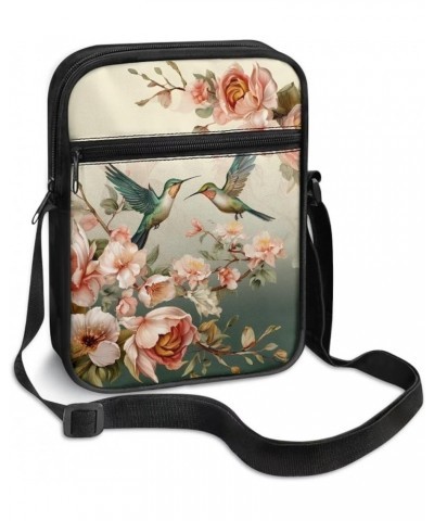 Womens Messenger Bag Small Crossbody Bags Phone Purse Wallet for Outdoor Hiking Sports Hummingbird Floral $10.71 Crossbody Bags