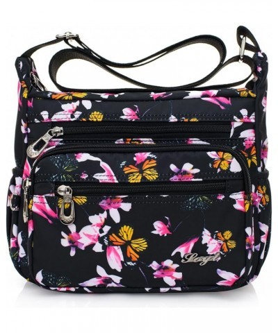 Womens Nylon Crossbody Bag With Flowers Shoulder Messenger Bags Wallet Multicolor Multicolor,black $10.79 Crossbody Bags