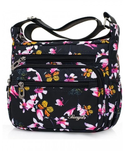 Womens Nylon Crossbody Bag With Flowers Shoulder Messenger Bags Wallet Multicolor Multicolor,black $10.79 Crossbody Bags