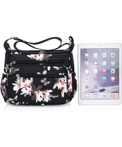 Womens Nylon Crossbody Bag With Flowers Shoulder Messenger Bags Wallet Multicolor Multicolor,black $10.79 Crossbody Bags