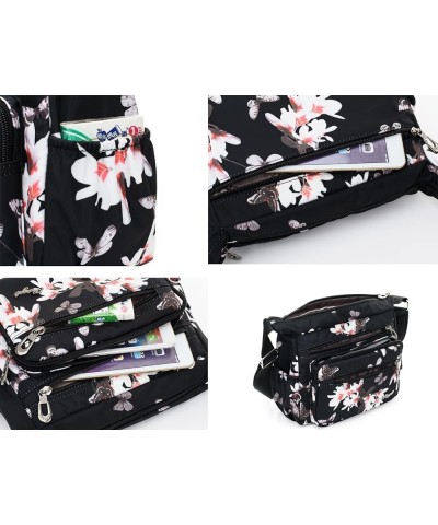 Womens Nylon Crossbody Bag With Flowers Shoulder Messenger Bags Wallet Multicolor Multicolor,black $10.79 Crossbody Bags