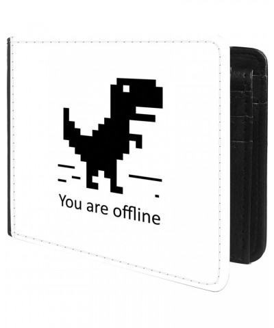 Unique Desige Pattern - Pixel Art Dinosaur and Text You Are Offline, Slim Front Pocket Wallet Billfold RFID Blocking $10.00 W...