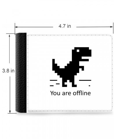 Unique Desige Pattern - Pixel Art Dinosaur and Text You Are Offline, Slim Front Pocket Wallet Billfold RFID Blocking $10.00 W...