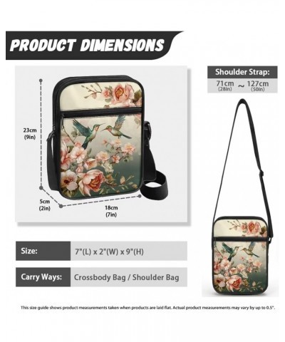 Womens Messenger Bag Small Crossbody Bags Phone Purse Wallet for Outdoor Hiking Sports Hummingbird Floral $10.71 Crossbody Bags