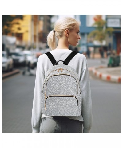 Backpack Purse for Women Silver Bling Shiny, Mini Fashion Backpack Unique Space Lightweight Casual Daypack Shoulder Bag Trave...