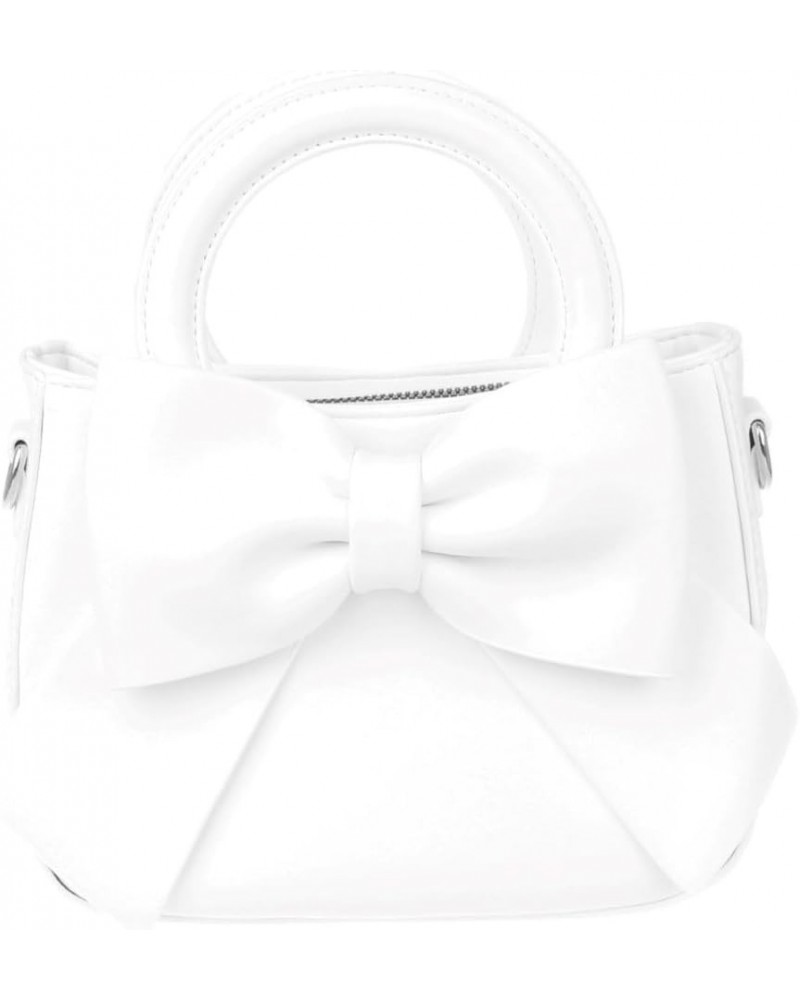 Womens Faux Leather Big Bow Cross body Bag White $23.34 Clutches