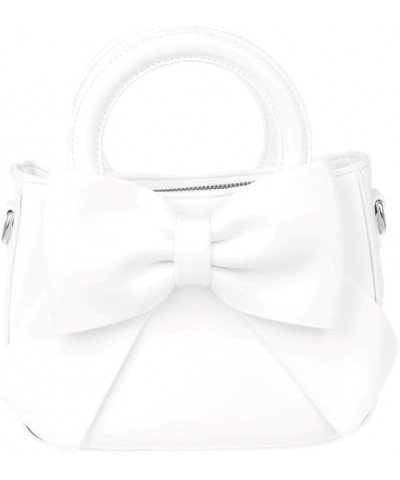 Womens Faux Leather Big Bow Cross body Bag White $23.34 Clutches