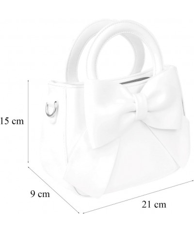 Womens Faux Leather Big Bow Cross body Bag White $23.34 Clutches