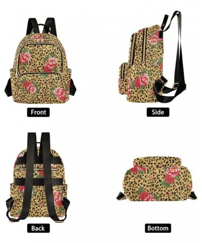 Rose Leopard Quilted Backpack for Women Travel Bags Shoulder Bag Purse for Work Daily Nurse M Small $17.35 Backpacks