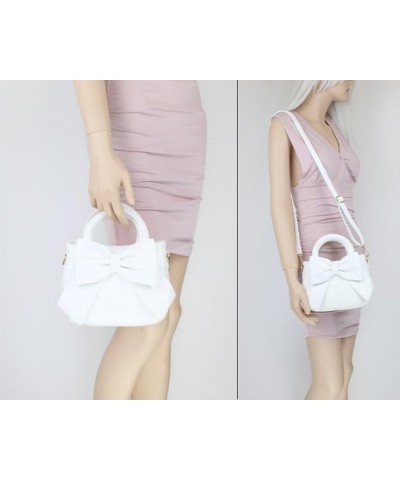 Womens Faux Leather Big Bow Cross body Bag White $23.34 Clutches