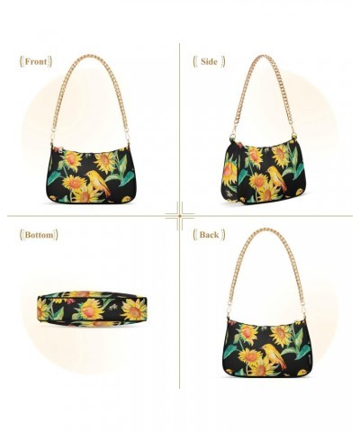 Sunflower Bird Bee Flower Floral Shoulder Bag Purse for Women Tote Handbag with Zipper Closure $12.40 Totes