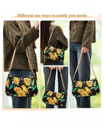 Sunflower Bird Bee Flower Floral Shoulder Bag Purse for Women Tote Handbag with Zipper Closure $12.40 Totes