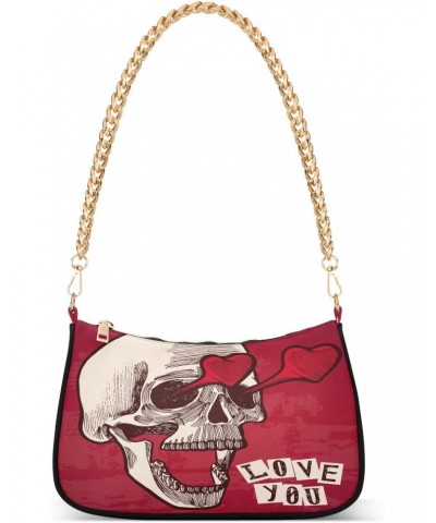 Valentine's Day Skull Heart Eyes Shoulder Bag for Women Shoulder Handbags with Zipper Closure Mini Shoulder Purse Crossbody B...