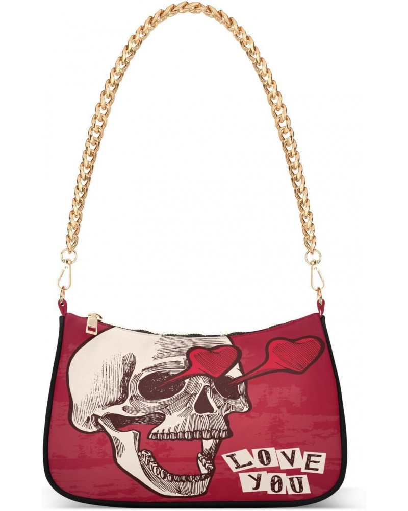 Valentine's Day Skull Heart Eyes Shoulder Bag for Women Shoulder Handbags with Zipper Closure Mini Shoulder Purse Crossbody B...