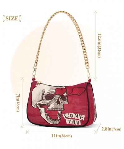 Valentine's Day Skull Heart Eyes Shoulder Bag for Women Shoulder Handbags with Zipper Closure Mini Shoulder Purse Crossbody B...