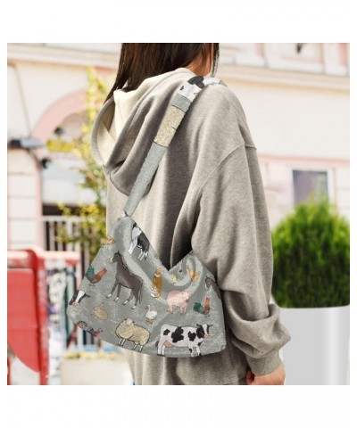 Farm Animals Shoulder Tote Bags for Women Furry Crossbody bag Hobo Handbag Purses for Travel College Work $8.40 Totes