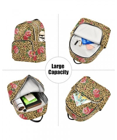 Rose Leopard Quilted Backpack for Women Travel Bags Shoulder Bag Purse for Work Daily Nurse M Small $17.35 Backpacks