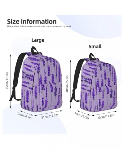 Lavender Stamp Print Casual Double Shoulder Daypack,Anti-Theft Travel Canvas Backpack For Men And Women Black Small $23.86 Ba...