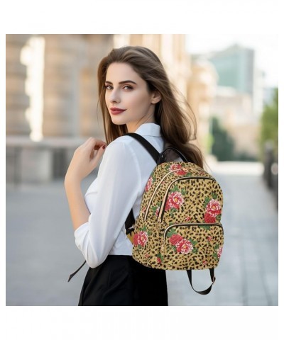 Rose Leopard Quilted Backpack for Women Travel Bags Shoulder Bag Purse for Work Daily Nurse M Small $17.35 Backpacks