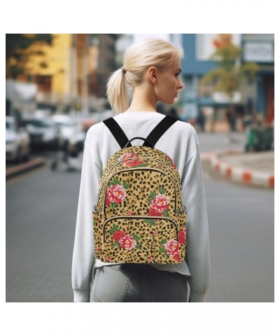 Rose Leopard Quilted Backpack for Women Travel Bags Shoulder Bag Purse for Work Daily Nurse M Small $17.35 Backpacks