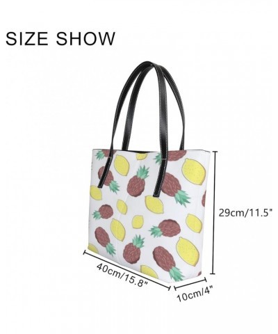 Women's Handbag,PU Leather Large Capacity Work Bag,Travel Single Shoulder Bag Bright Pineapples Lemons $25.75 Shoulder Bags