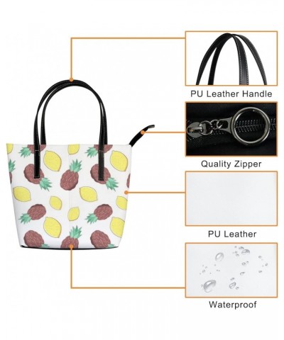 Women's Handbag,PU Leather Large Capacity Work Bag,Travel Single Shoulder Bag Bright Pineapples Lemons $25.75 Shoulder Bags