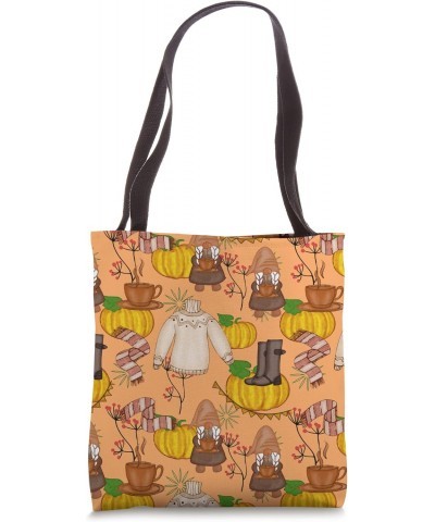 Cute Coffee Gnome Decor For Women Autumn Fall Pumpkin Orange Tote Bag $16.79 Totes