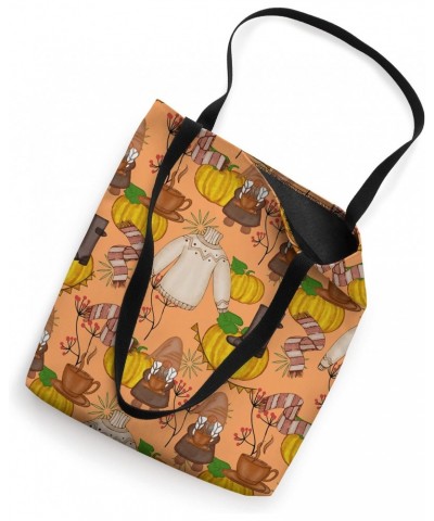 Cute Coffee Gnome Decor For Women Autumn Fall Pumpkin Orange Tote Bag $16.79 Totes