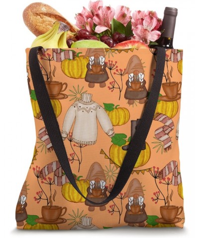 Cute Coffee Gnome Decor For Women Autumn Fall Pumpkin Orange Tote Bag $16.79 Totes