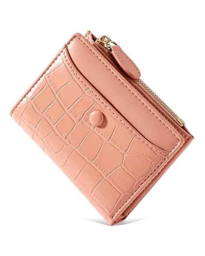 Women's Pu Leather Wallet Portable Stone Zipper Card Holder Short Coins Pocket Classic Mini Coin Purses 9x11.5cm Pink $22.06 ...