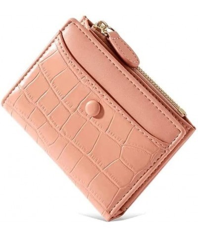 Women's Pu Leather Wallet Portable Stone Zipper Card Holder Short Coins Pocket Classic Mini Coin Purses 9x11.5cm Pink $22.06 ...