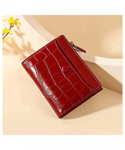 Women's Pu Leather Wallet Portable Stone Zipper Card Holder Short Coins Pocket Classic Mini Coin Purses 9x11.5cm Pink $22.06 ...