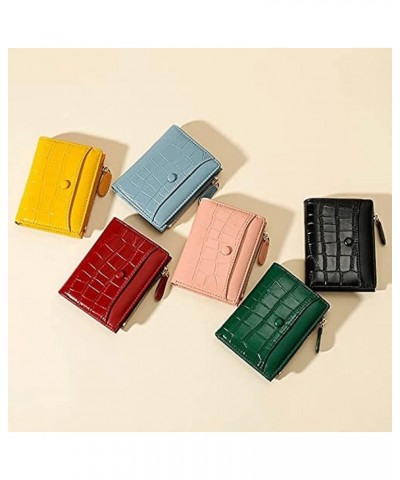 Women's Pu Leather Wallet Portable Stone Zipper Card Holder Short Coins Pocket Classic Mini Coin Purses 9x11.5cm Pink $22.06 ...