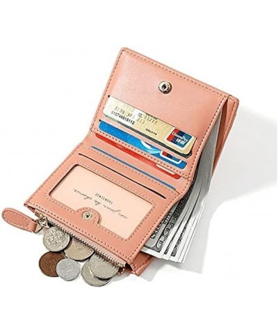 Women's Pu Leather Wallet Portable Stone Zipper Card Holder Short Coins Pocket Classic Mini Coin Purses 9x11.5cm Pink $22.06 ...